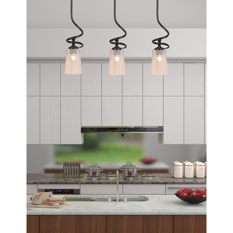 Toltec Capri 4.5in 1-Light Mini Pendant | Matte Black Steel and Amber Gradient Glass | Kitchen Island & Dining Room | 4.5 x 17 in | Model 901-MB-263