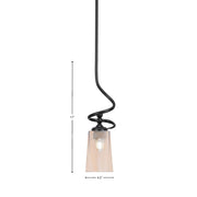 Toltec Capri 4.5in 1-Light Mini Pendant | Matte Black Steel and Amber Gradient Glass | Kitchen Island & Dining Room | 4.5 x 17 in | Model 901-MB-263