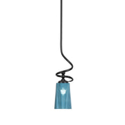 Toltec Capri 4.5in 1-Light Mini Pendant | Modern Matte Black and Blue Gradient Glass | Kitchen Island & Dining Room | 4.5 x 17 in | Model 901-MB-265