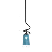 Toltec Capri 4.5in 1-Light Mini Pendant | Modern Matte Black and Blue Gradient Glass | Kitchen Island & Dining Room | 4.5 x 17 in | Model 901-MB-265