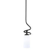 Toltec Capri 5in 1-Light Mini Pendant | Modern Matte Black and White Opal Glass | Kitchen Island & Dining Room | 5 x 20 in | Model 901-MB-291