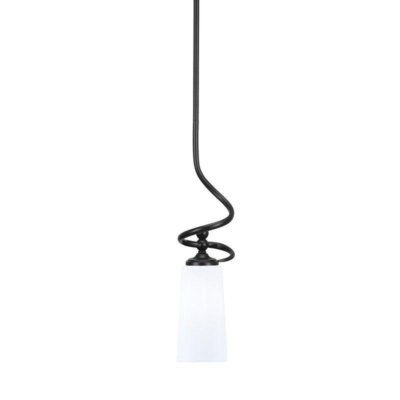 Toltec Capri 5in 1-Light Mini Pendant | Modern Matte Black and White Opal Glass | Kitchen Island & Dining Room | 5 x 20 in | Model 901-MB-291