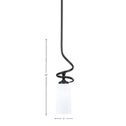 Toltec Capri 5in 1-Light Mini Pendant | Modern Matte Black and White Opal Glass | Kitchen Island & Dining Room | 5 x 20 in | Model 901-MB-291