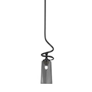 Toltec Capri 5in 1-Light Mini Pendant | Modern Matte Black and Smoke Bubble Glass | Kitchen Island & Dining Room | 5 x 20 in | Model 901-MB-292