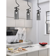 Toltec Capri 5in 1-Light Mini Pendant | Modern Matte Black and Smoke Bubble Glass | Kitchen Island & Dining Room | 5 x 20 in | Model 901-MB-292