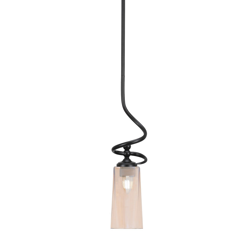 Toltec Capri 5in 1-Light Mini Pendant | Modern Matte Black and Amber Gradient Glass | Kitchen Island & Dining Room | 5 x 20 in | Model 901-MB-293