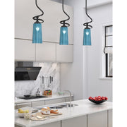 Toltec Capri 5in 1-Light Mini Pendant | Modern Matte Black and Blue Gradient Glass | Kitchen Island & Dining Room | 5 x 20 in | Model 901-MB-295