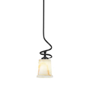 Toltec Capri 5in 1-Light Mini Pendant | Modern Matte Black and Natural Stone Shade | Kitchen Island & Dining Room | 5 x 16.25 in | Model 901-MB-4128
