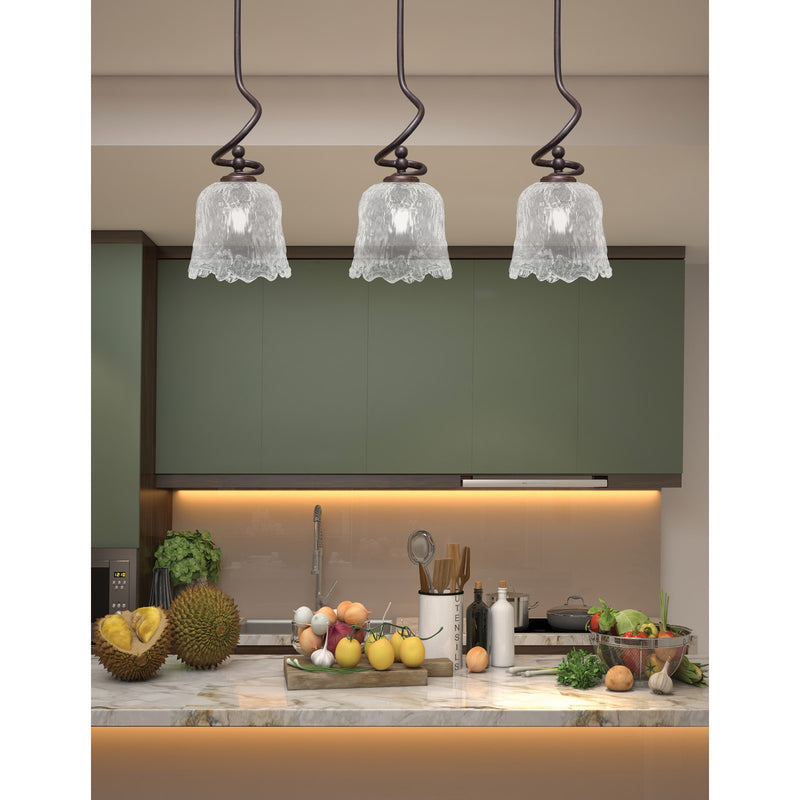Toltec Capri 7in 1-Light Mini Pendant | Modern Matte Black and Clear Lava Glass | Kitchen Island & Dining Room | 7 x 16.75 in | Model 901-MB-4230