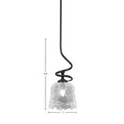 Toltec Capri 7in 1-Light Mini Pendant | Modern Matte Black and Clear Lava Glass | Kitchen Island & Dining Room | 7 x 16.75 in | Model 901-MB-4230