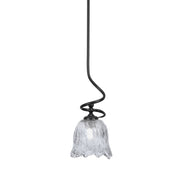 Toltec Capri 7in 1-Light Mini Pendant | Modern Matte Black and Smoke Lava Glass | Kitchen Island & Dining Room | 7 x 16.75 in | Model 901-MB-4232