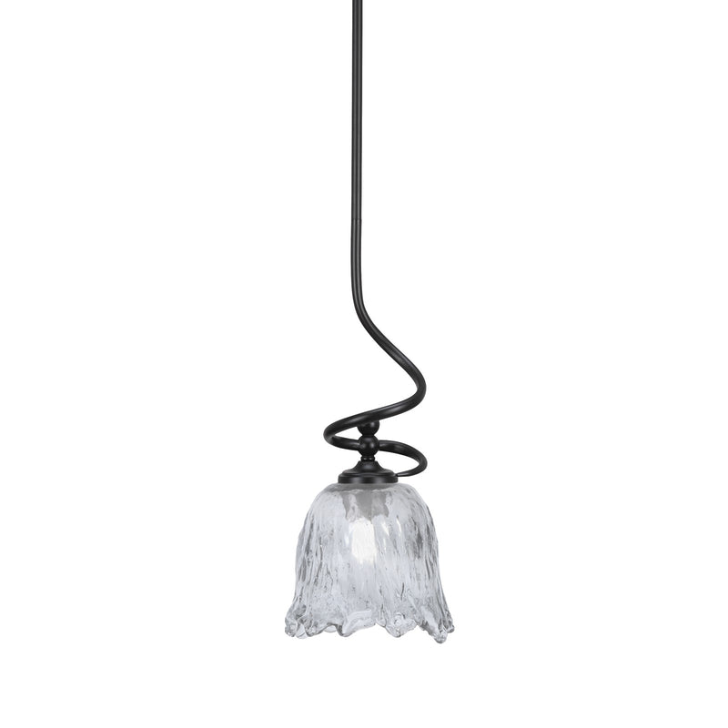 Toltec Capri 7in 1-Light Mini Pendant | Modern Matte Black and Smoke Lava Glass | Kitchen Island & Dining Room | 7 x 16.75 in | Model 901-MB-4232