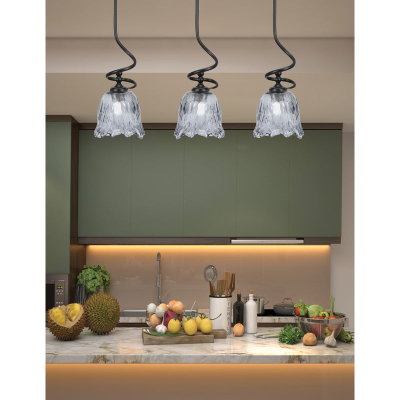 Toltec Capri 7in 1-Light Mini Pendant | Modern Matte Black and Smoke Lava Glass | Kitchen Island & Dining Room | 7 x 16.75 in | Model 901-MB-4232