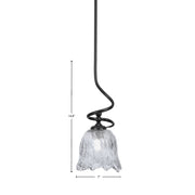 Toltec Capri 7in 1-Light Mini Pendant | Modern Matte Black and Smoke Lava Glass | Kitchen Island & Dining Room | 7 x 16.75 in | Model 901-MB-4232