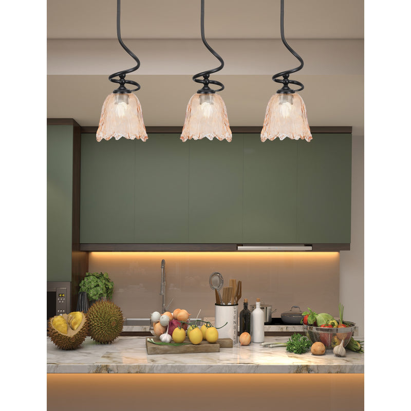 Toltec Capri 7in 1-Light Mini Pendant | Modern Matte Black and Amber Lava Glass | Kitchen Island & Dining Room | 7 x 16.75 in | Model 901-MB-4233