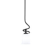 Toltec Capri 5in 1-Light Mini Pendant | Modern Matte Black and White Opal Glass | Kitchen Island & Dining Room | 5 x 16 in | Model 901-MB-5031