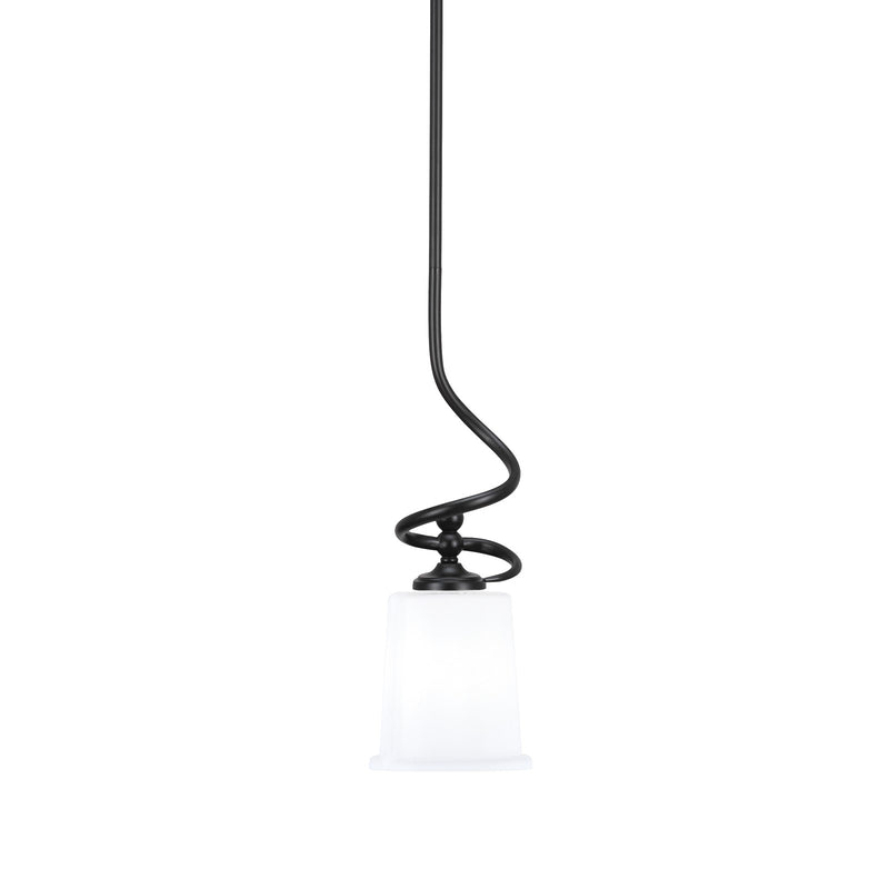 Toltec Capri 5in 1-Light Mini Pendant | Modern Matte Black and White Opal Glass | Kitchen Island & Dining Room | 5 x 16 in | Model 901-MB-5031
