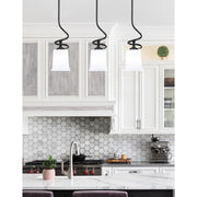 Toltec Capri 5in 1-Light Mini Pendant | Modern Matte Black and White Opal Glass | Kitchen Island & Dining Room | 5 x 16 in | Model 901-MB-5031