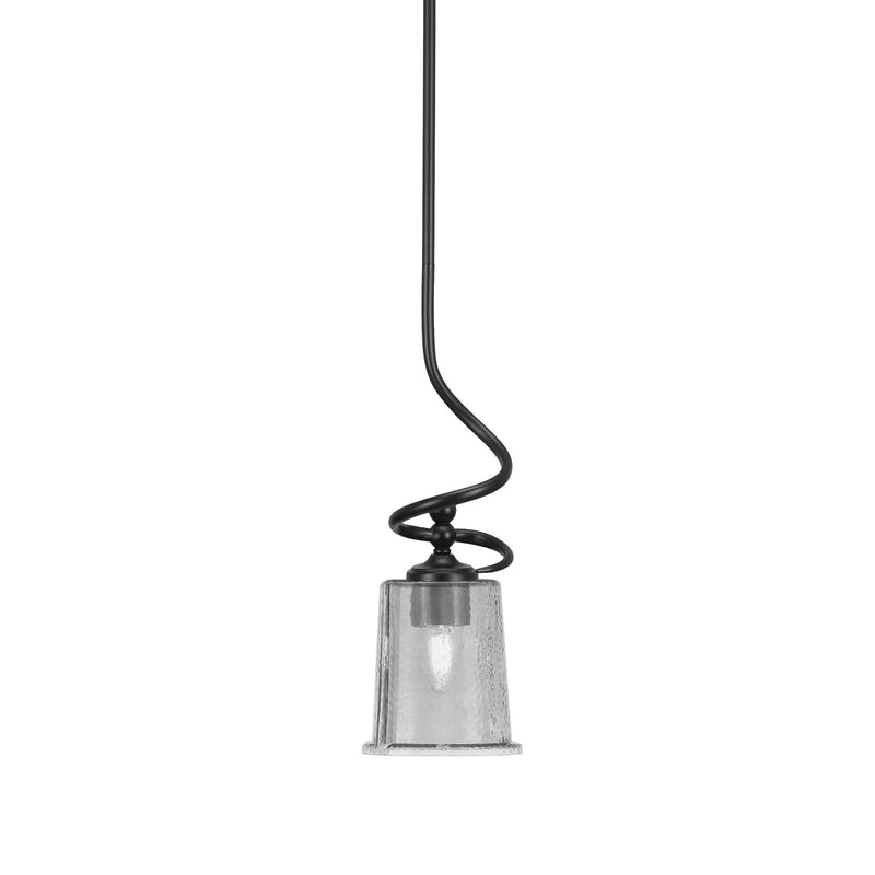 Toltec Capri 5in 1-Light Mini Pendant | Modern Matte Black and Smoke Bubble Glass | Kitchen Island & Dining Room | 5 x 16 in | Model 901-MB-5032