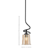 Toltec Capri 5in 1-Light Mini Pendant | Modern Matte Black and Amber Bubble Glass | Kitchen Island & Dining Room | 5 x 16 in | Model 901-MB-5033