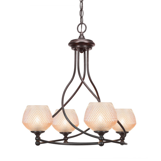 Toltec Capri 27.25in 4-Light Uplight Chandelier | Modern Dark Granite Steel and Amber Textured Glass | Dining Room & Entryway | 27.25 x 10 in | Model 904-DG-4623