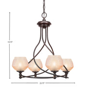 Toltec Capri 27.25in 4-Light Uplight Chandelier | Modern Dark Granite Steel and Amber Textured Glass | Dining Room & Entryway | 27.25 x 10 in | Model 904-DG-4623