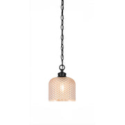 Toltec Zola 6in 1-Light Pendant | Modern Matte Black Steel and Amber Textured Glass | Kitchen Island & Dining Room | 6 x 6 x 6.75 in | Model 92-MB-4613