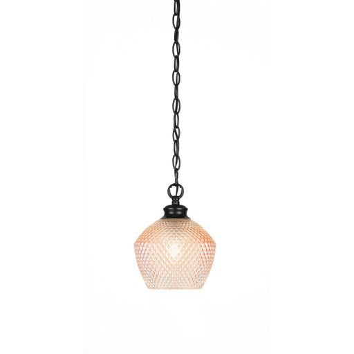 Toltec Zola 6in 1-Light Pendant | Industrial Matte Black Steel and Amber Textured Glass | Kitchen Island & Dining Room | 6 x 6.75 x 7.75 in | Model 92-MB-4623