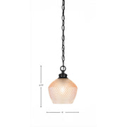 Toltec Zola 6in 1-Light Pendant | Industrial Matte Black Steel and Amber Textured Glass | Kitchen Island & Dining Room | 6 x 6.75 x 7.75 in | Model 92-MB-4623