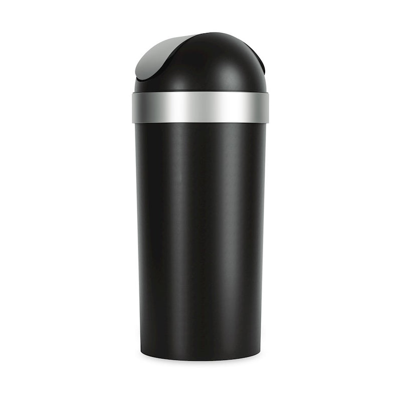 Umbra Venti Trash Can 16.5 Gallons, Black/Nickel