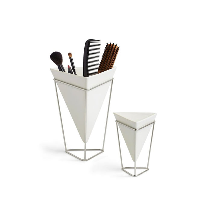 Umbra Trigg Tabletop Set of 2 Small + Large, White/Nickel