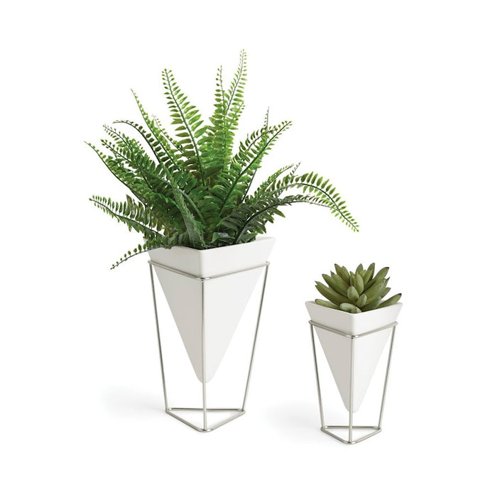 Umbra Trigg Tabletop Set of 2 Small + Large, White/Nickel