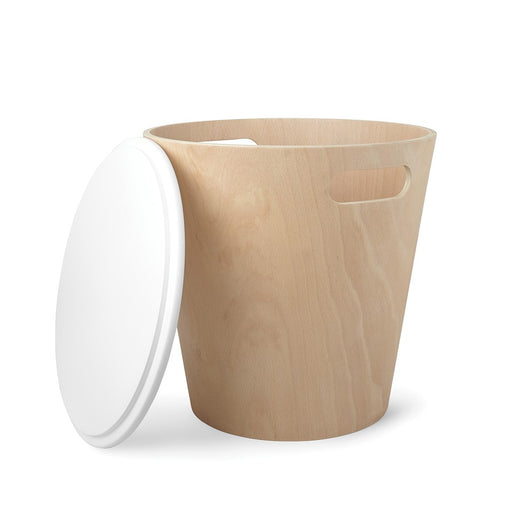 Umbra Woodrow Storage Ottoman Stool, Natural/White