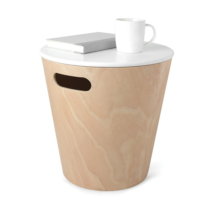 Umbra Woodrow Storage Ottoman Stool, Natural/White