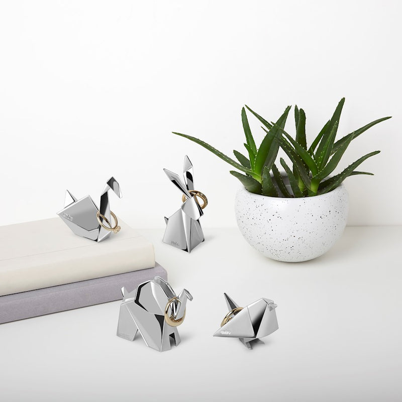 Umbra Origami Animals 3 Pack Ringholders, Chrome