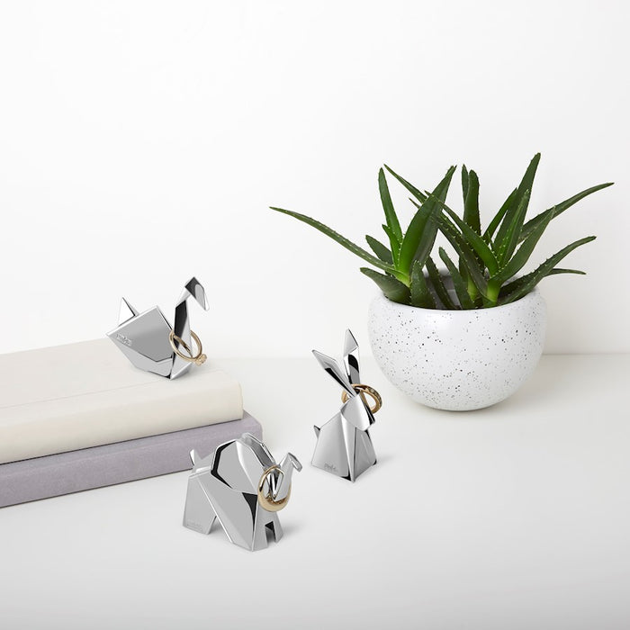 Umbra Origami Animals 3 Pack Ringholders, Chrome