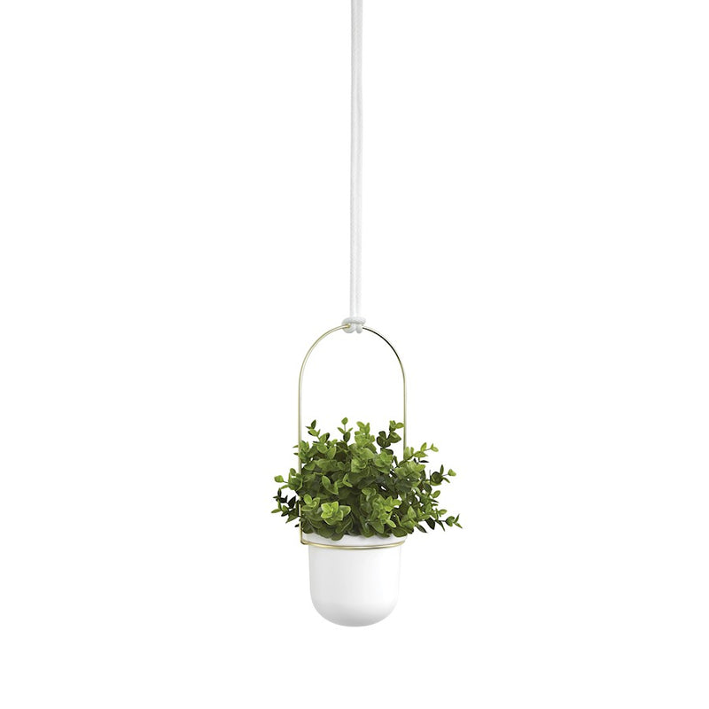 Umbra Triflora Hanging Planter, White/Brass