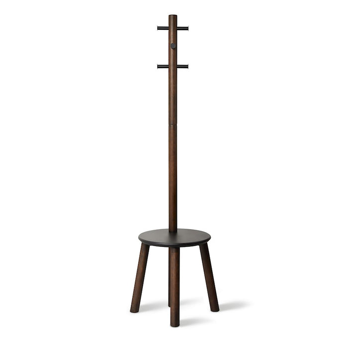 Umbra Pillar Stool/Coatrack, Black/Walnut