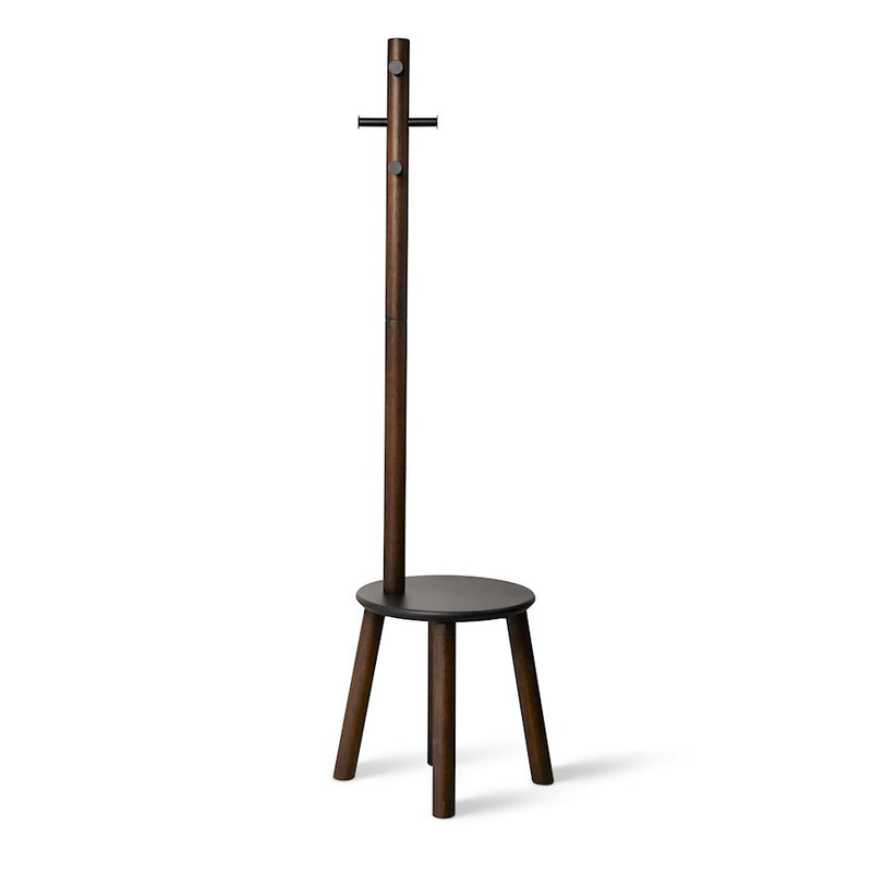 Umbra Pillar Stool/Coatrack, Black/Walnut