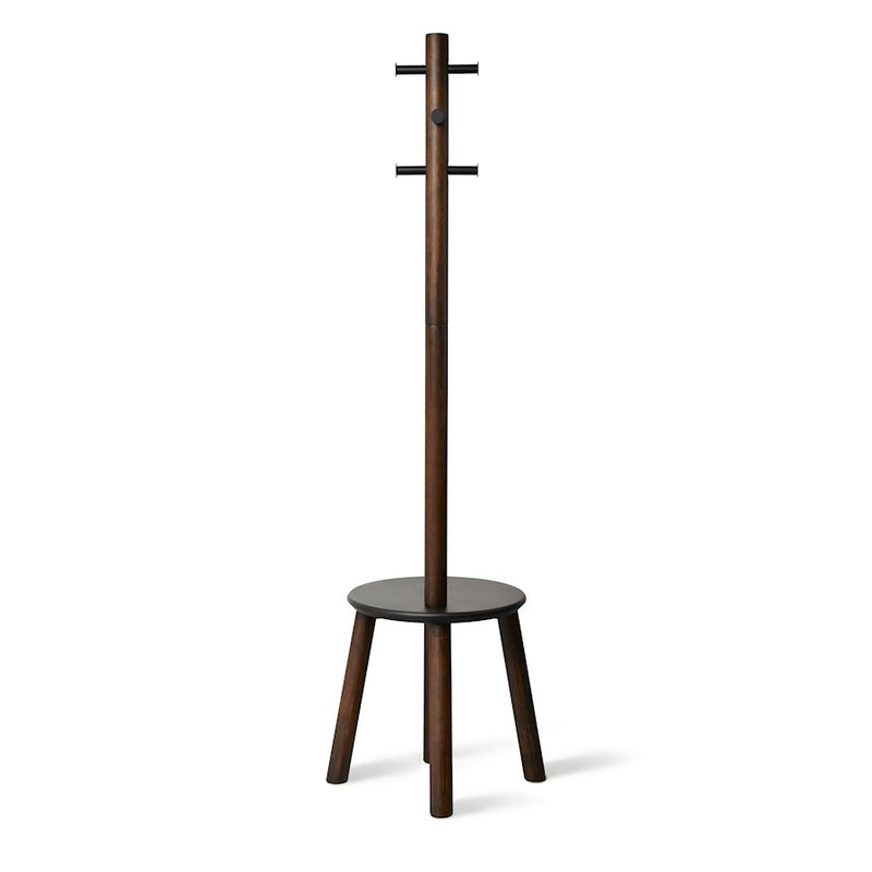 Umbra Pillar Stool/Coatrack, Black/Walnut