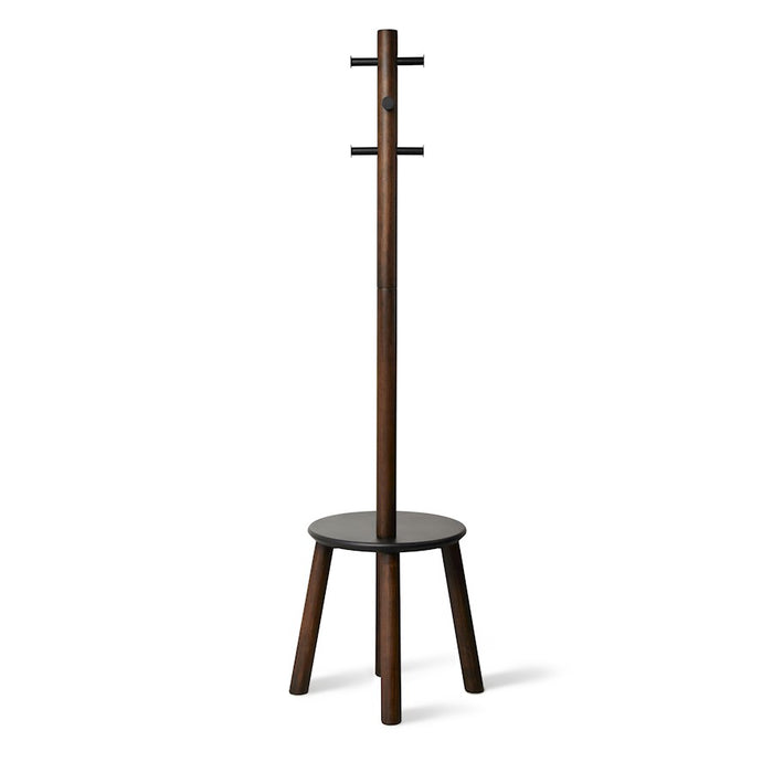 Umbra Pillar Stool/Coatrack, Black/Walnut