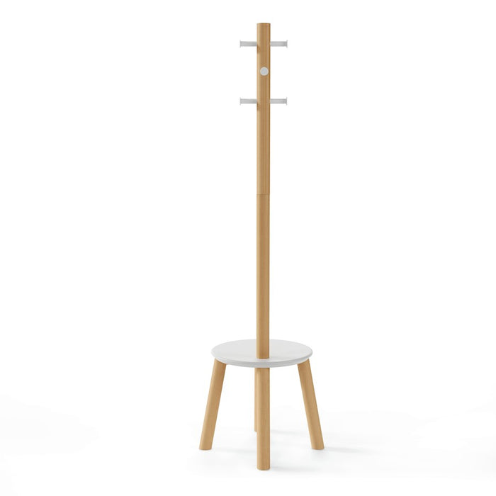 Umbra Pillar Stool/Coatrack, White/Natural