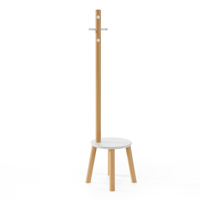Umbra Pillar Stool/Coatrack, White/Natural