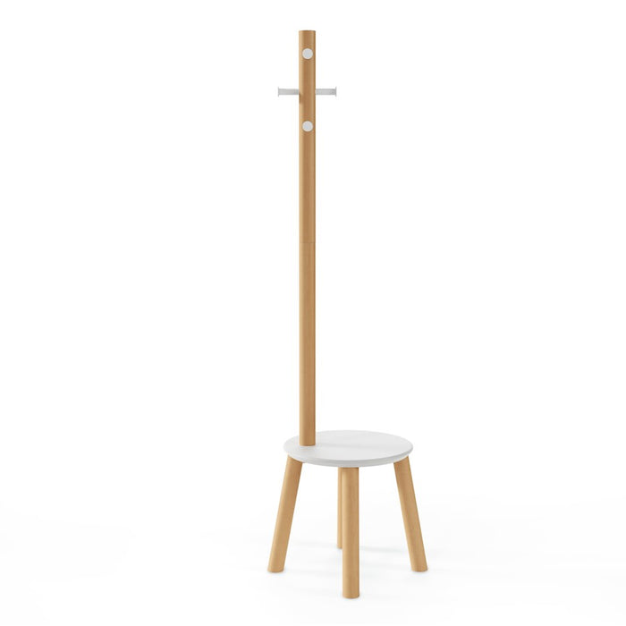 Umbra Pillar Stool/Coatrack, White/Natural