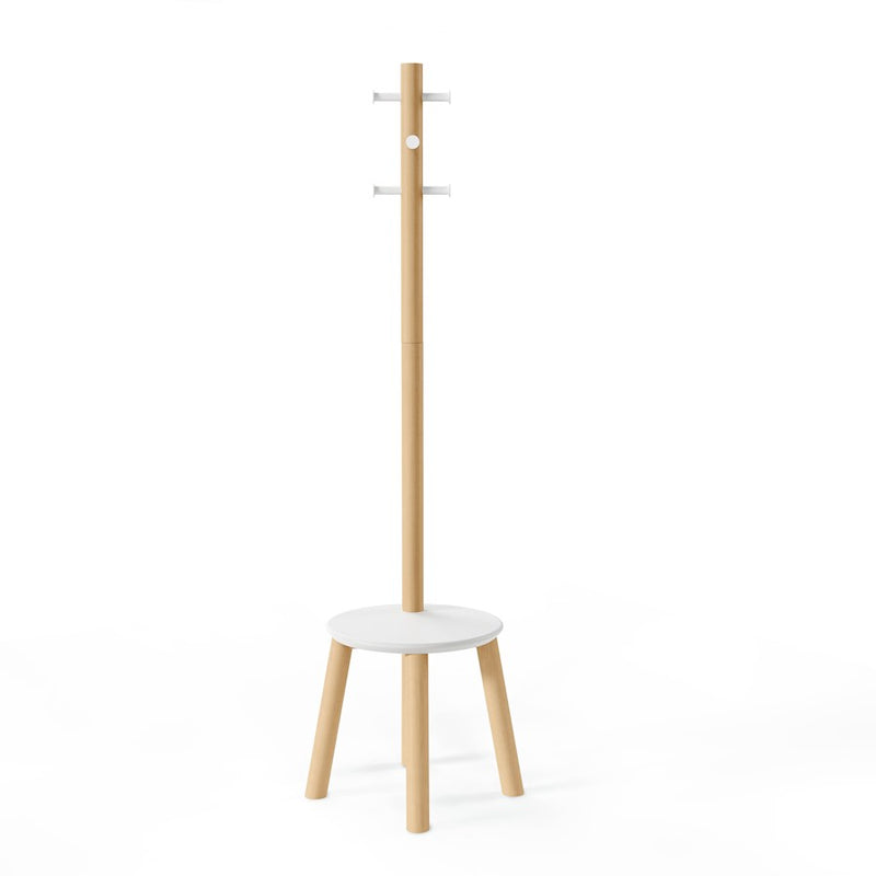 Umbra Pillar Stool/Coatrack, White/Natural