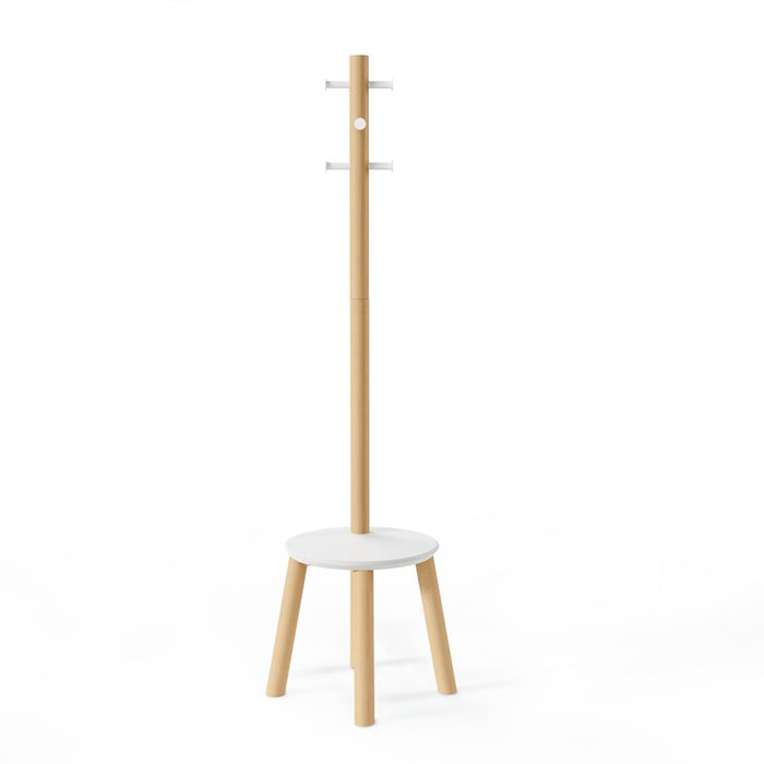 Umbra Pillar Stool/Coatrack, White/Natural