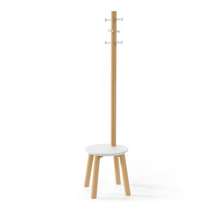 Umbra Pillar Stool/Coatrack, White/Natural