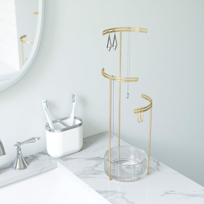 Umbra Tesora Jewelry Stand Glass, Brass