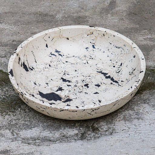 Uttermost Nouveau Bowl, Natural White Limestone/Black