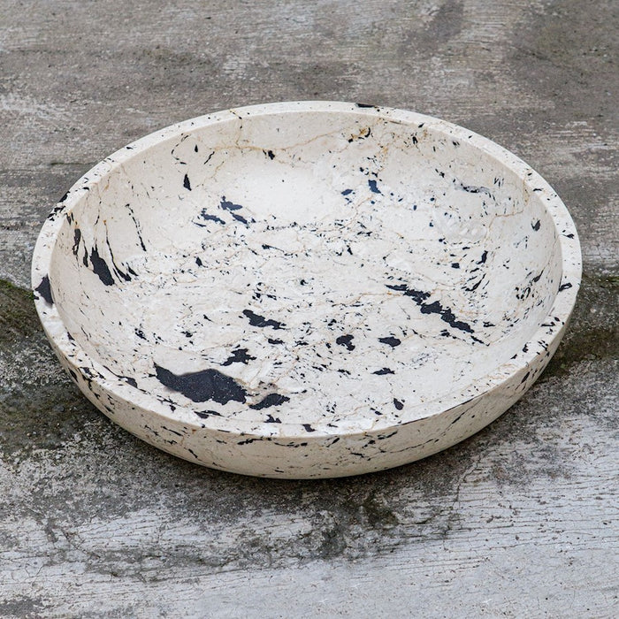 Uttermost Nouveau Bowl, Natural White Limestone/Black